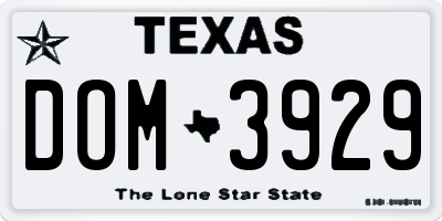 TX license plate DOM3929
