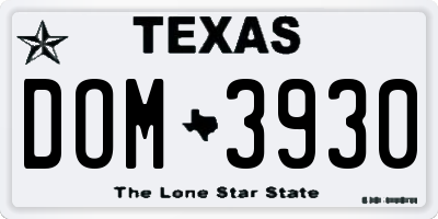 TX license plate DOM3930