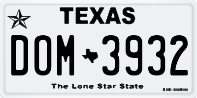 TX license plate DOM3932