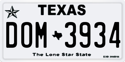 TX license plate DOM3934