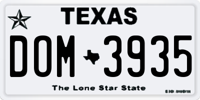 TX license plate DOM3935