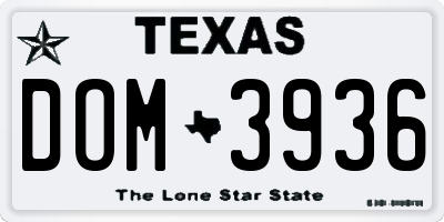 TX license plate DOM3936