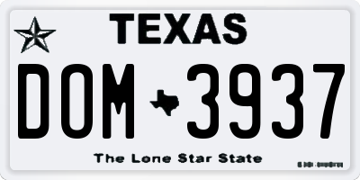 TX license plate DOM3937