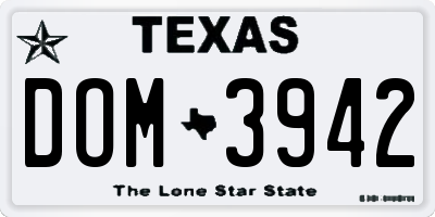 TX license plate DOM3942