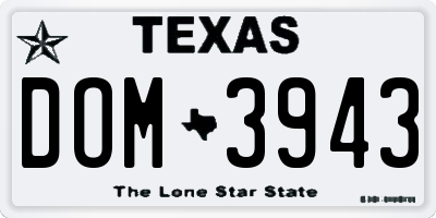 TX license plate DOM3943