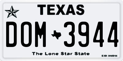 TX license plate DOM3944