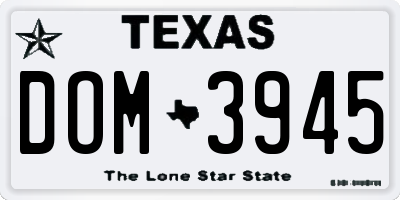 TX license plate DOM3945