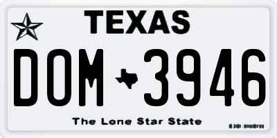 TX license plate DOM3946