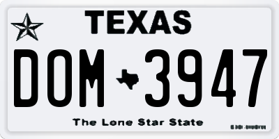 TX license plate DOM3947