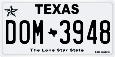 TX license plate DOM3948