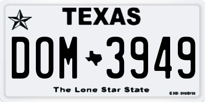 TX license plate DOM3949