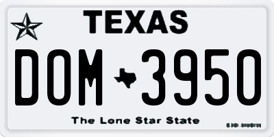 TX license plate DOM3950