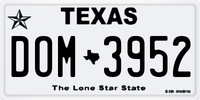 TX license plate DOM3952