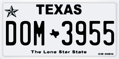 TX license plate DOM3955