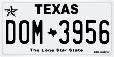 TX license plate DOM3956