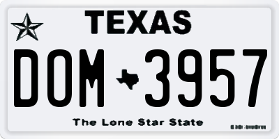 TX license plate DOM3957