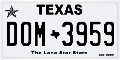 TX license plate DOM3959