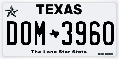 TX license plate DOM3960
