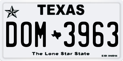 TX license plate DOM3963