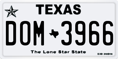 TX license plate DOM3966