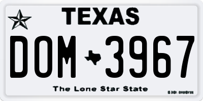 TX license plate DOM3967