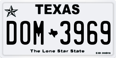 TX license plate DOM3969