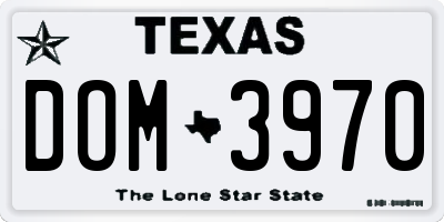 TX license plate DOM3970