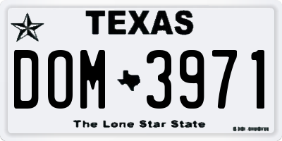 TX license plate DOM3971