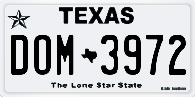TX license plate DOM3972