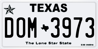 TX license plate DOM3973