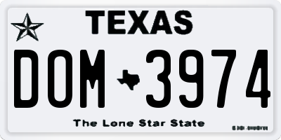 TX license plate DOM3974