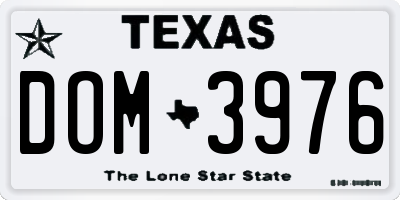 TX license plate DOM3976