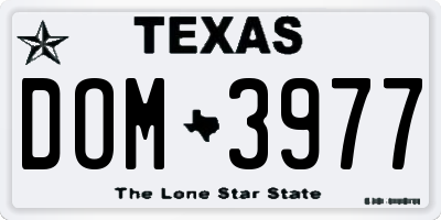 TX license plate DOM3977