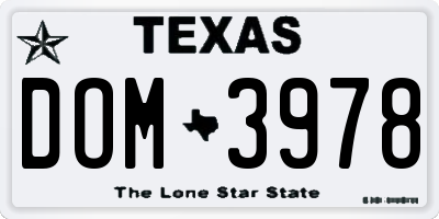 TX license plate DOM3978