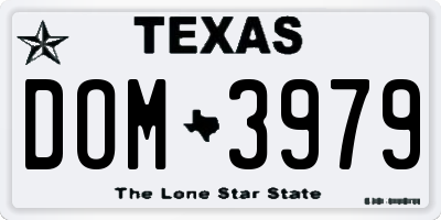 TX license plate DOM3979