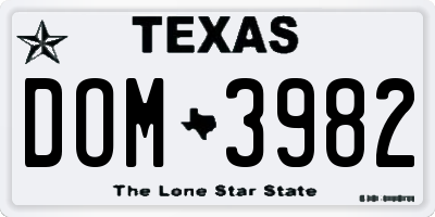 TX license plate DOM3982