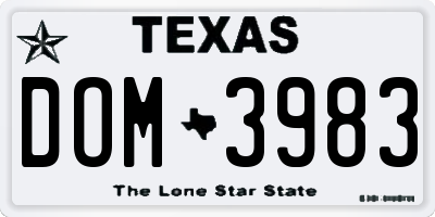 TX license plate DOM3983