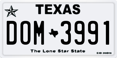 TX license plate DOM3991