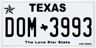 TX license plate DOM3993