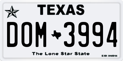 TX license plate DOM3994