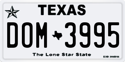 TX license plate DOM3995