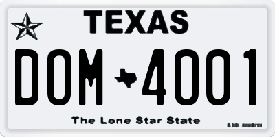 TX license plate DOM4001