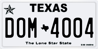 TX license plate DOM4004