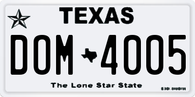 TX license plate DOM4005