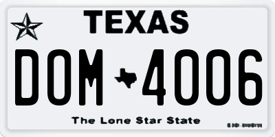 TX license plate DOM4006