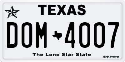 TX license plate DOM4007