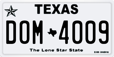 TX license plate DOM4009
