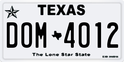 TX license plate DOM4012