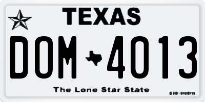 TX license plate DOM4013