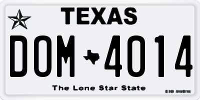 TX license plate DOM4014